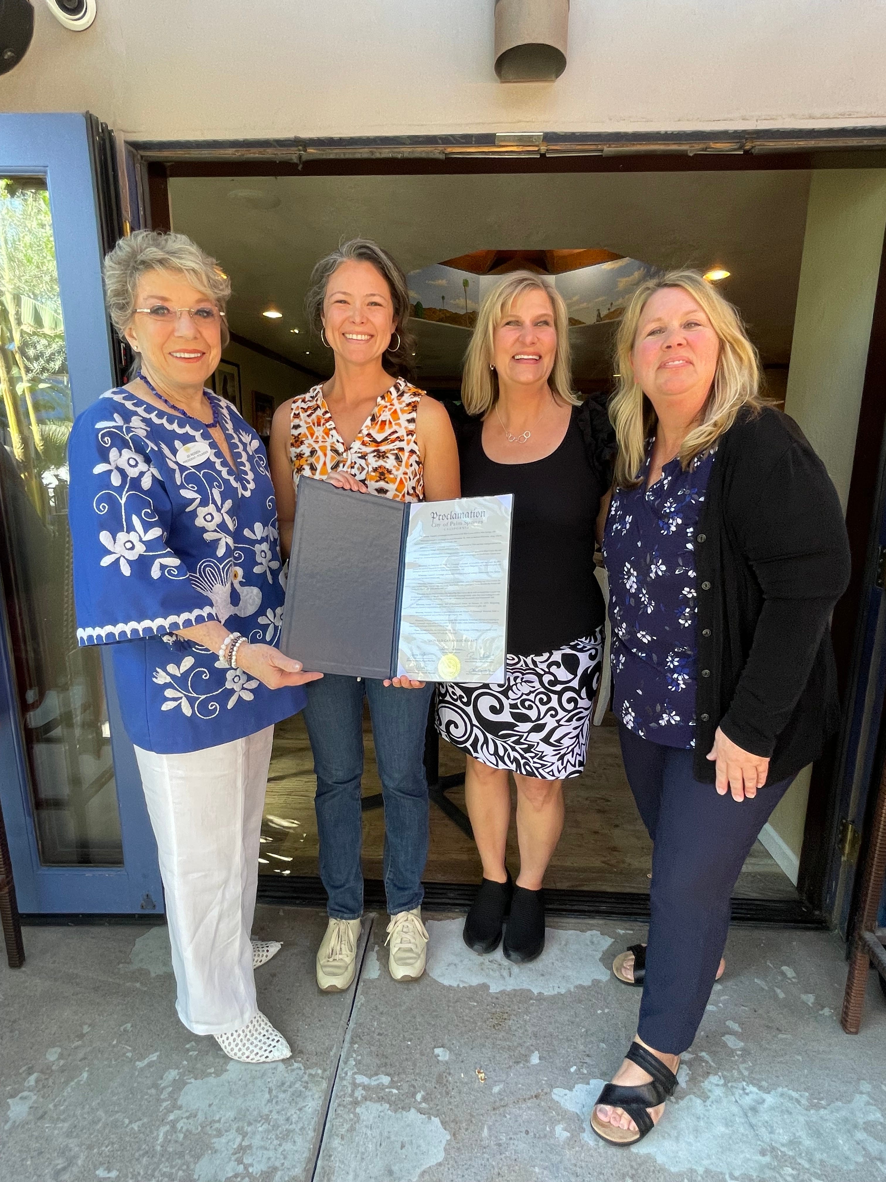 Jo Rosen, Palm Springs Mayor Grace Garner, Kelle Baker and Shayne Alloway celebrate the fifth annual Donald C. Cavanaugh Day on Nov. 12, 2023.