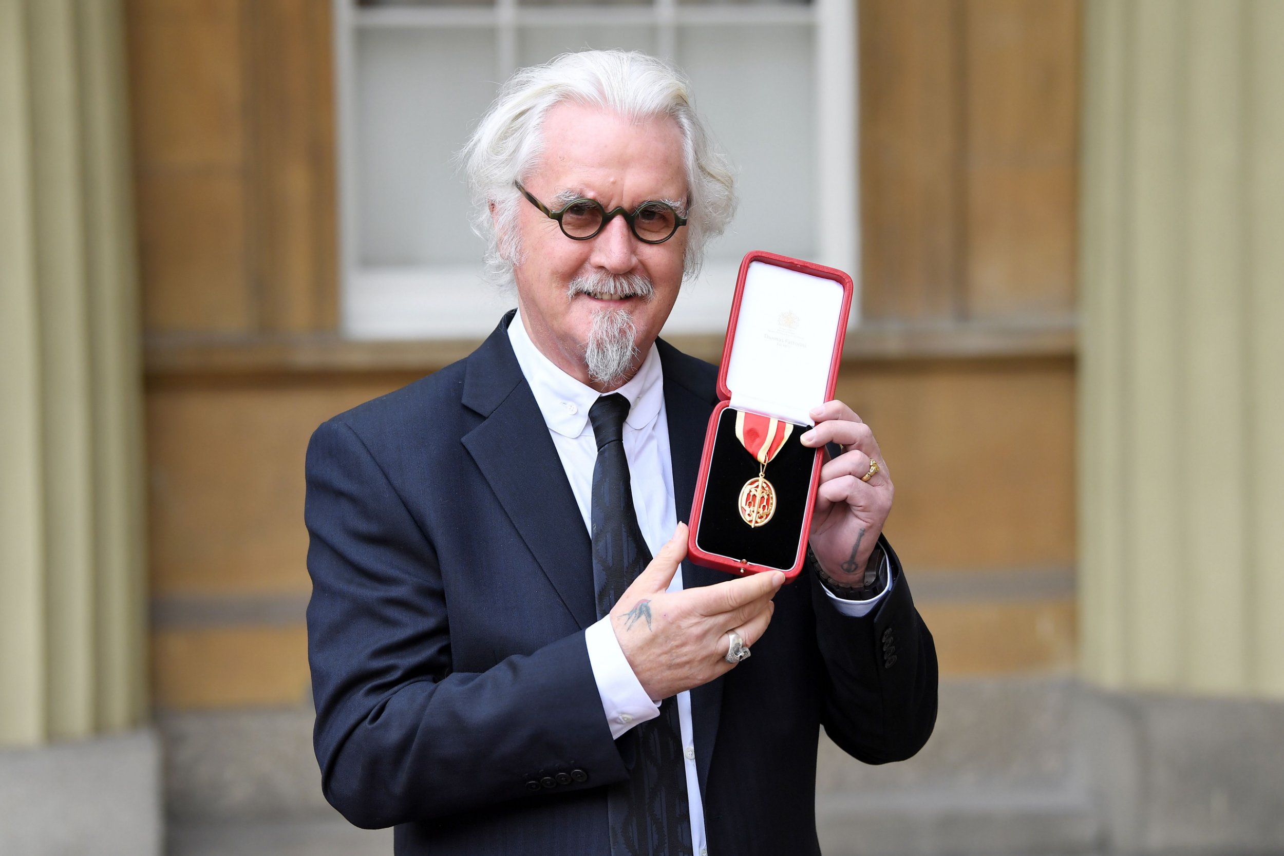 Billy Connolly receives knighthood for his services to entertainment and charity Investitures at Buckingham Palace, London, UK in 2017