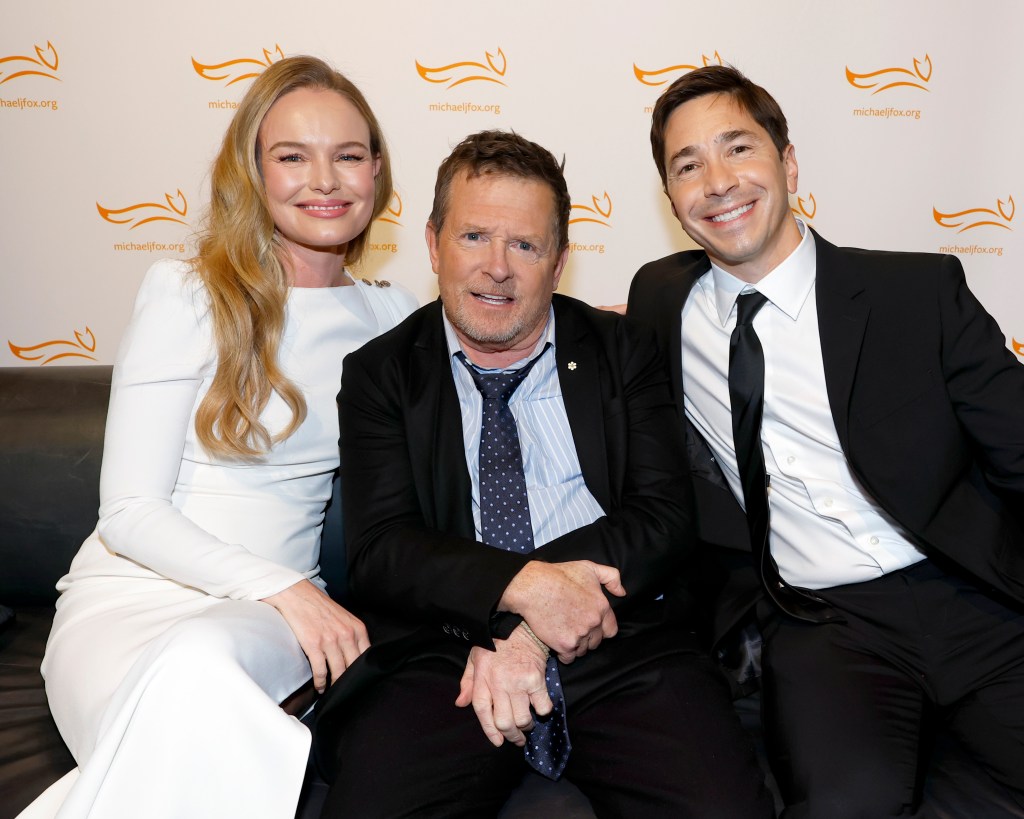 Kate Bosworth, Michael J. Fox and Justin Long attend the 2025 A Funny Thing Happened On The Way To Cure Parkinson's Gala